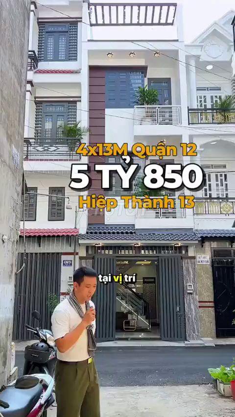 Bán Nhà Phố 4x13m Hẻm 7m Hiệp Thành 13 Q12 - 5.85 Tỷ