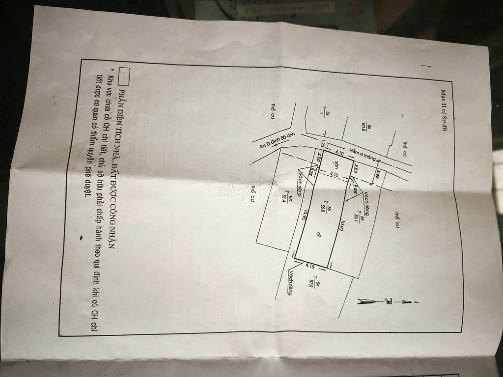 CẦN BÁN NHÀ VỊ TRÍ SIÊU ĐẸP, SÁT MT ĐINH BỘ LĨNH 56M2 CÓ 6.7 TỶ TL