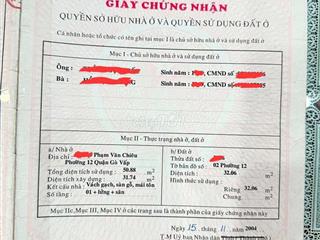 Bán Nhà 51m2 - Phạm Văn Chiêu - Hẻm ô Tô