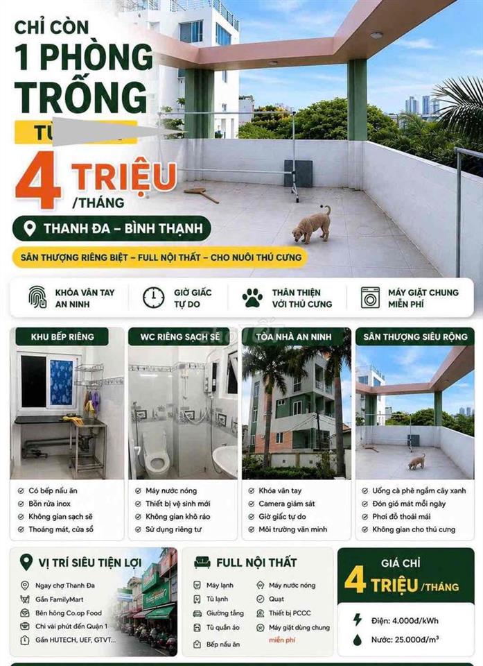 Phòng trọ đầy đủ nội thất