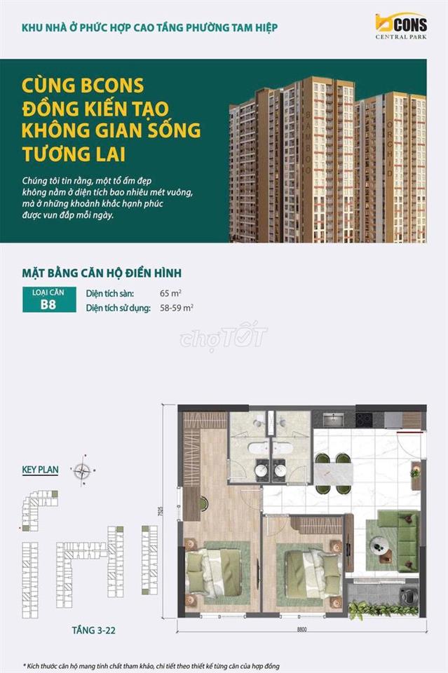 Sơ đồ 9 loại căn 2PN Dự án Bcons, hỗ trợ tìm căn hộ theo tầng, view.