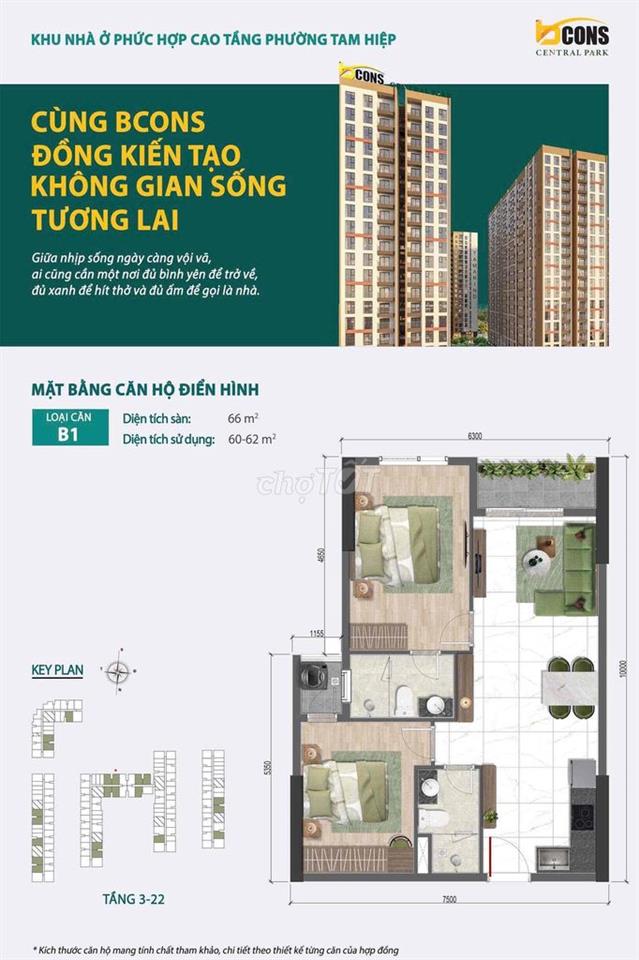 Sơ đồ 9 loại căn 2PN Dự án Bcons, hỗ trợ tìm căn hộ theo tầng, view.