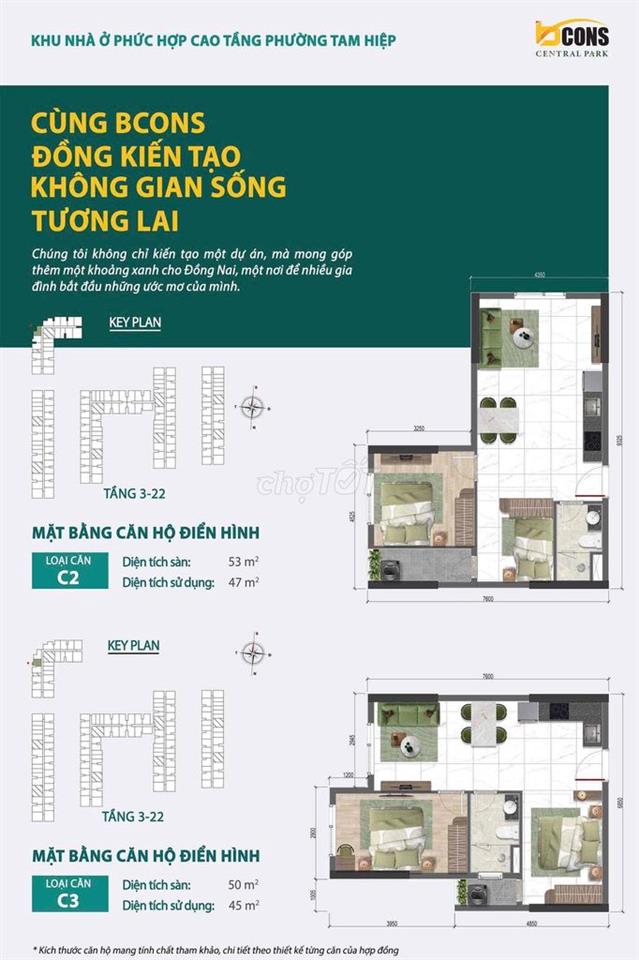 Sơ đồ 9 loại căn 2PN Dự án Bcons, hỗ trợ tìm căn hộ theo tầng, view.