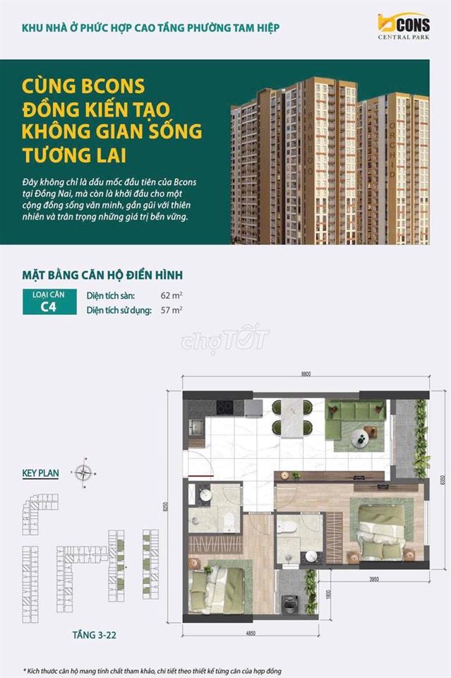 Sơ đồ 9 loại căn 2PN Dự án Bcons, hỗ trợ tìm căn hộ theo tầng, view.