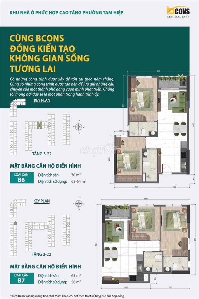 Sơ đồ 9 loại căn 2PN Dự án Bcons, hỗ trợ tìm căn hộ theo tầng, view.