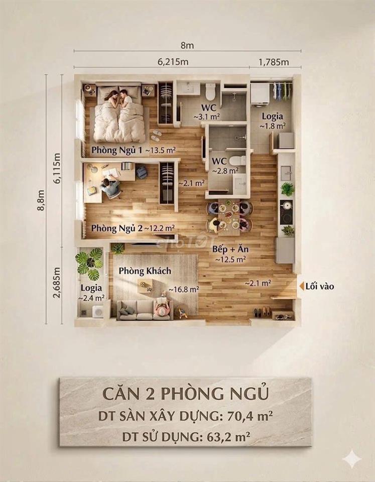 Chỉ 200tr sở hữu ngay căn hộ 70m2 tại Biên Hoà