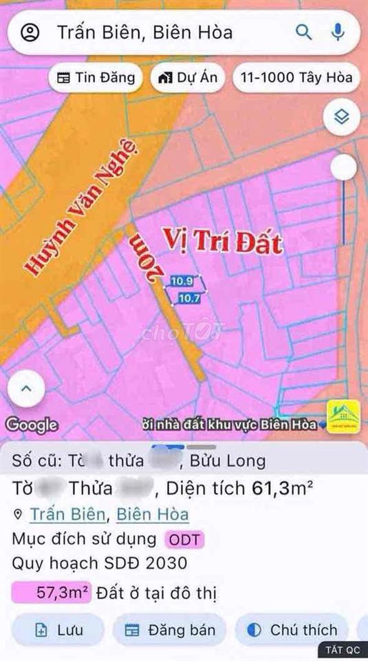 Bán đất 1 Sẹc đường Huỳnh Văn nghệ  bửu long, biên hoà