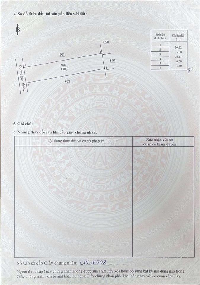 Cần bán 130m2 đất thổ cư khu Miền Đông, cuối đường Đồng Khởi Biên Hòa