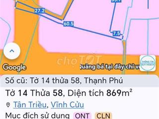 Bán gần 900m2 đất sổ riêng có 283m2 ODT tại phường Tân Triều. 1,55 tỷ