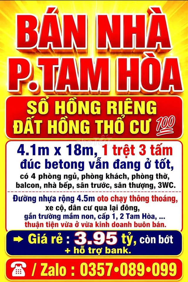BÁN NHÀ TAM HÒA, BIÊN HÒA, 1TRỆT 3TẤM SỔ THỔ CƯ 💯 ĐƯỜNG OTO, BUÔN BÁN