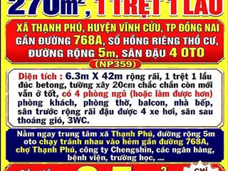 270m2, 1TRỆT 1LẦU BÁN RẺ NHÀ GẦN CHỢ THẠNH PHÚ HUYỆN VĨNH CỬU ĐƯỜNG 5m