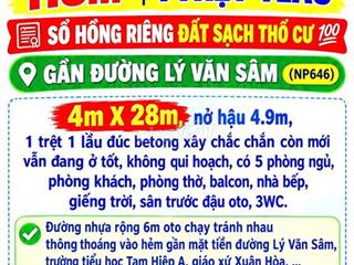 118m2 BÁN NHÀ TAM HIỆP, 1 TRỆT 1 LẦU, GẦN ĐƯỜNG LÝ VĂN SÂM, ĐƯỜNG 6m