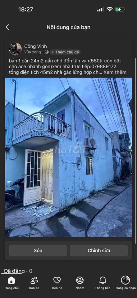 nhà gác lửng 24m2 tổng diện tích 45m2