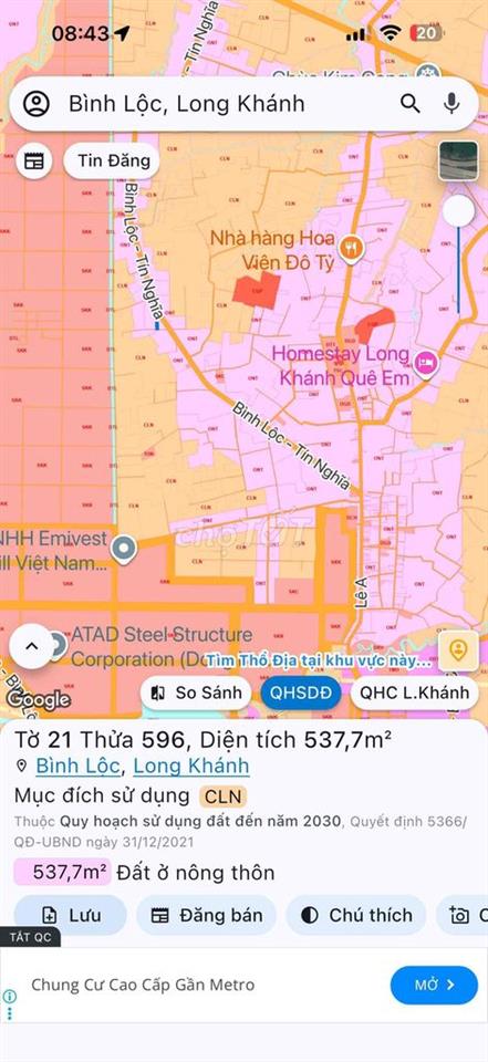 500m2 KẾ BÊN KCN LONG KHÁNH TP ĐỒNG NAI