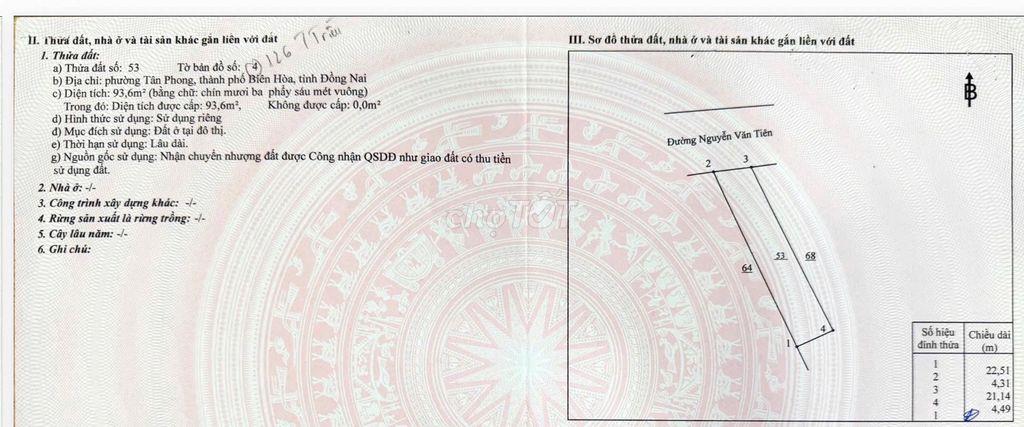 Bán nhà đường Nguyễn Văn Tiên