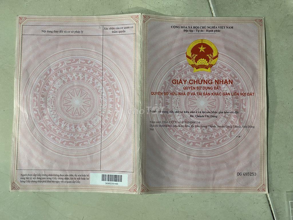 BÁN NHÀ ĐẤT SỔ RIÊNG 213M2 THỊ TRẤN LONG THÀNH