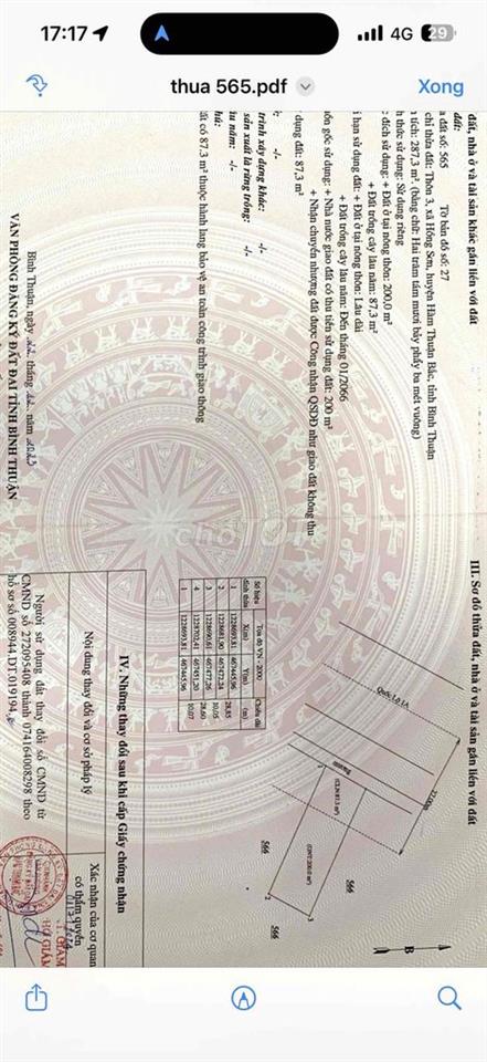 Bán đất mặt tiền quốc lộ 1 Hồng Sơn, Bình Thuận