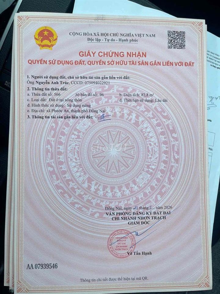 Đất nền full thổ sát bên cụm trường học giá chỉ 1 tỷ full thổ cư