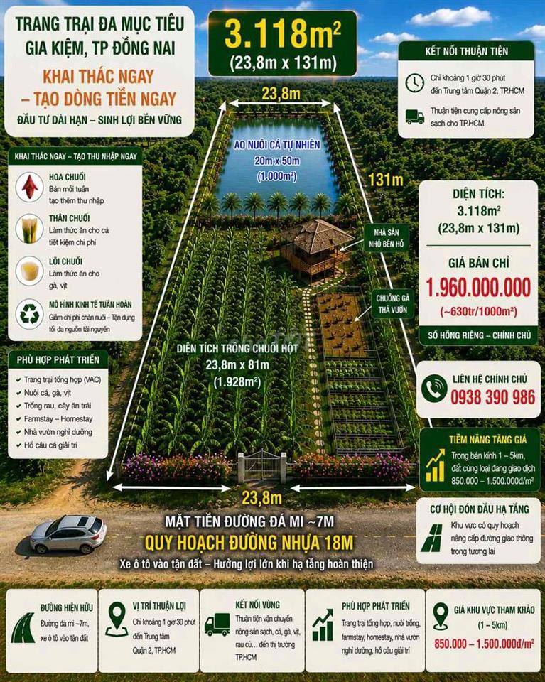 🌿 3.118m² GIA KIỆM – LÀM TRANG TRẠI, NHÀ VƯỜN, FARMSTAY RẤT ĐẸP
