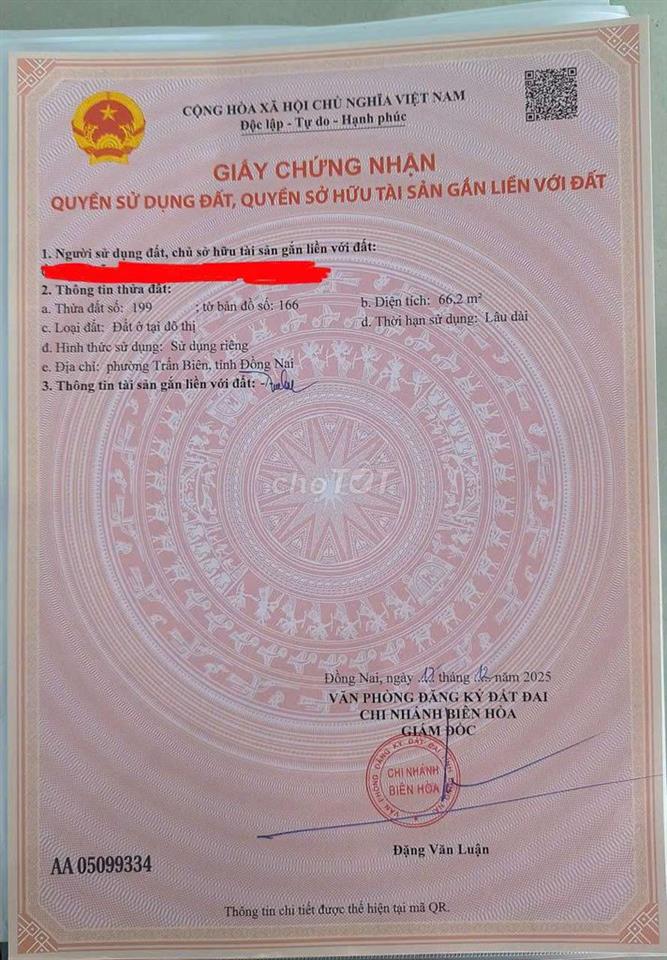 Đất ở đô thị trung tâm phường Trấn Biên, giao lưu cả đất NN vùng xa
