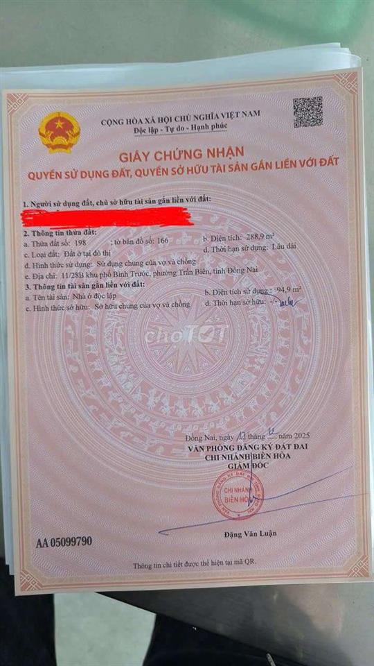 Chính chủ 2 thửa Đất ở đô thị phường Trấn Biên