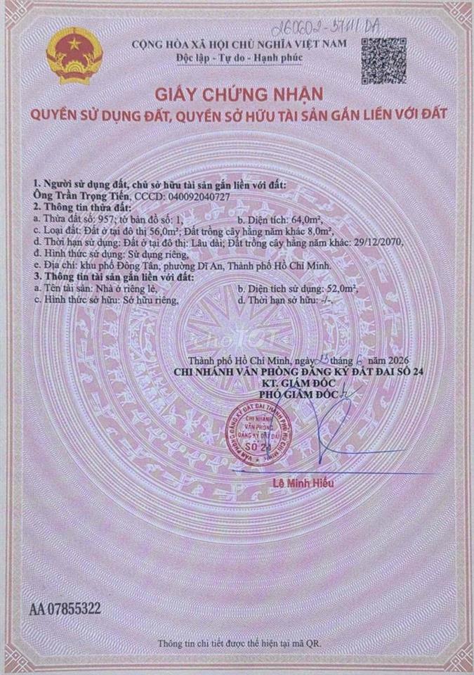 Nhà SHR lầu Trệt 3pn 64m2 Phan Bội Châu P.Dĩ An