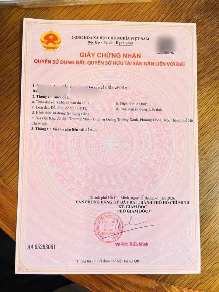 Đất _GS11_khu đô thị Thương Mại Dịch Vụ Quảng Trường Xanh P.ĐÔng Hoà