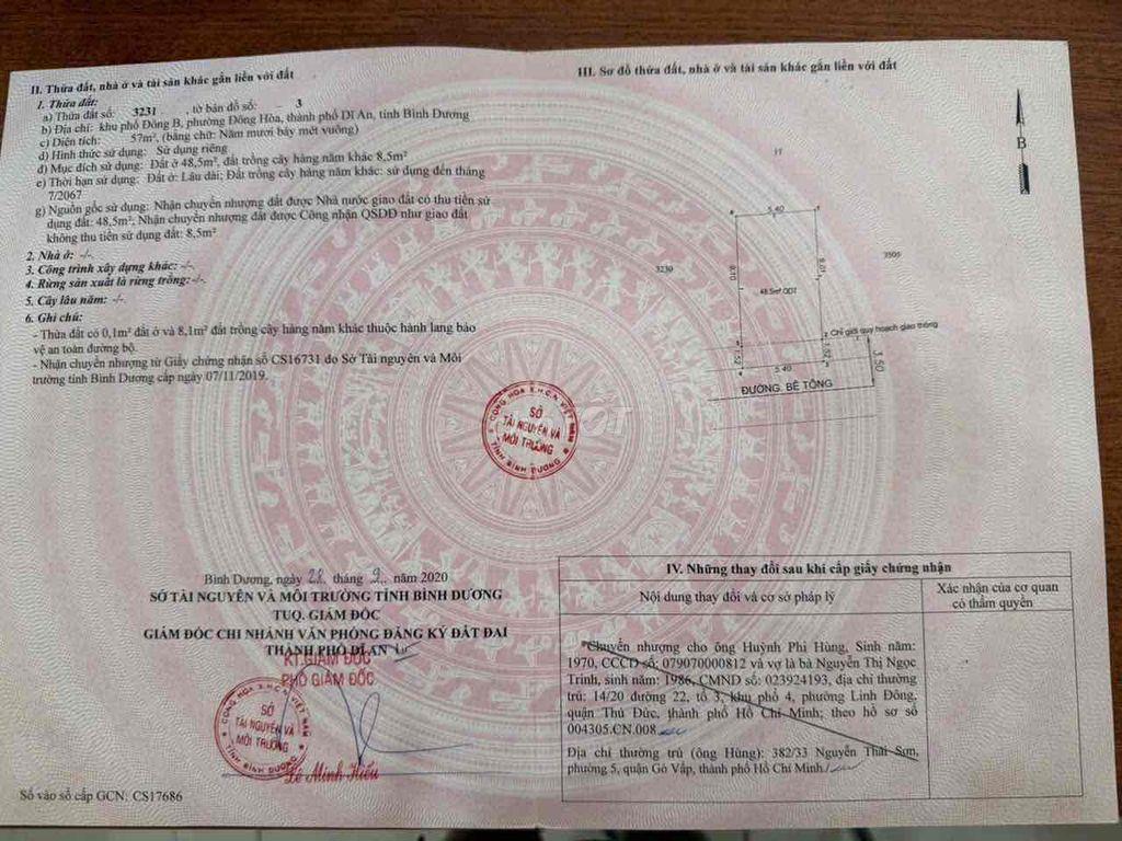 Nhà SHR p.ĐÔNG Hoà 57m2 đường ô tô Nguyễn Công Hoan vô chút