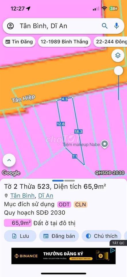 Đất mặt tiền đường nhựa thông xe tải Tân Hiệp