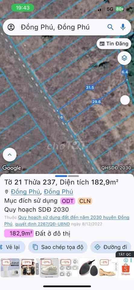 Đất SHR 182,9m2 Gần Trung Tâm Hành chính Công Đồng Phú