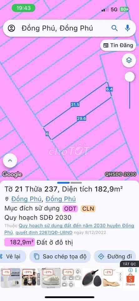 Đất SHR 182,9m2 Gần Trung Tâm Hành chính Công Đồng Phú