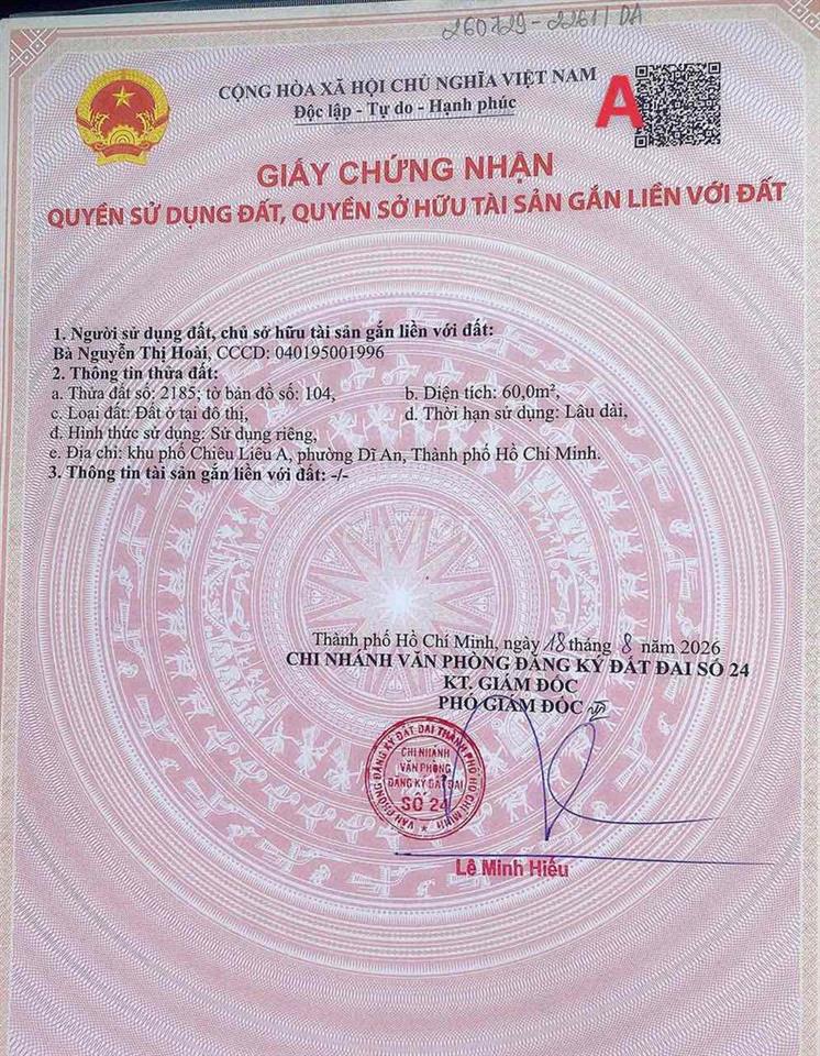 Nhà Lầu Trệt SHR tc 60m2 khu dân cư Tràng An đường 2 ô tô