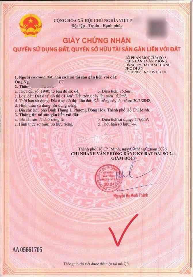 Nhà Đã Hoàn Công SHR lầu trệt gần làng đại học quốc gia