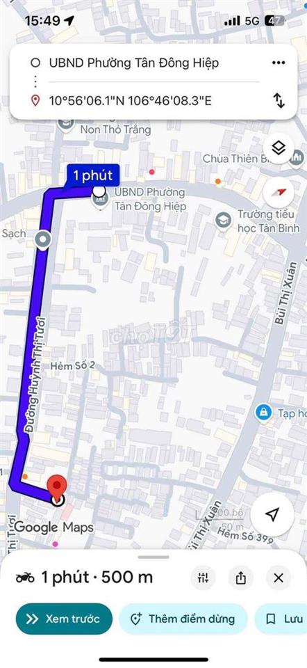 Nhà SHR DT 58,7m2 tc 100% ở hẻm 45 Huỳnh Thị Tươ