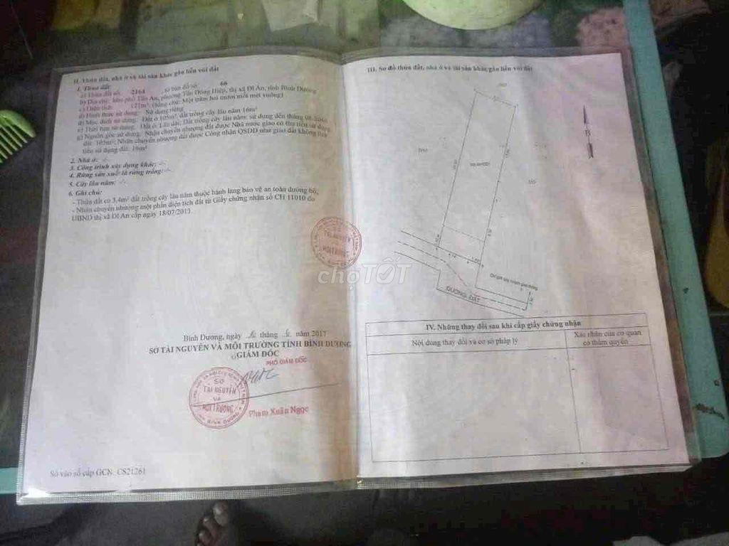 Đất SHR Dt 121m2 tc 105m2 ngay trạm thu phí Bình Thung