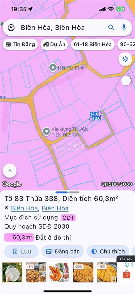 ĐẤT SỔ HỒNG RIÊNG 60m2 thổ cư 100%