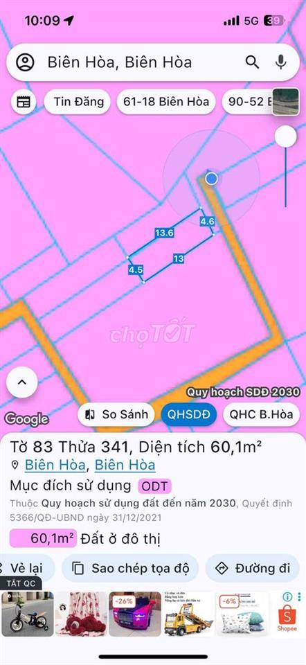 ĐẤT SỔ HỒNG RIÊNG 60m2 thổ cư 100%