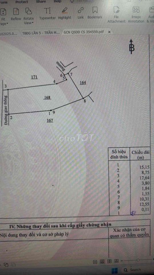 Cần bán lô đất 224m ở. xã Tân Bình, Vĩnh Cửu