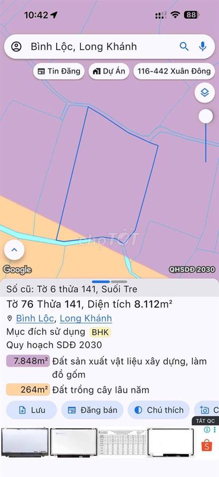 Cần bán lô đất 8000m chnk tại Suối Tre, Tp Long Khánh