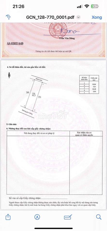 cần bán gấp lô đất tái định cư tân phong nay thuộc phường tân triểu