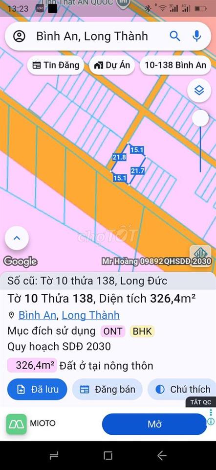 Bán đất thổ cư gần khu Công nghiệp Long Đức, Quy hoạch Đường lớn