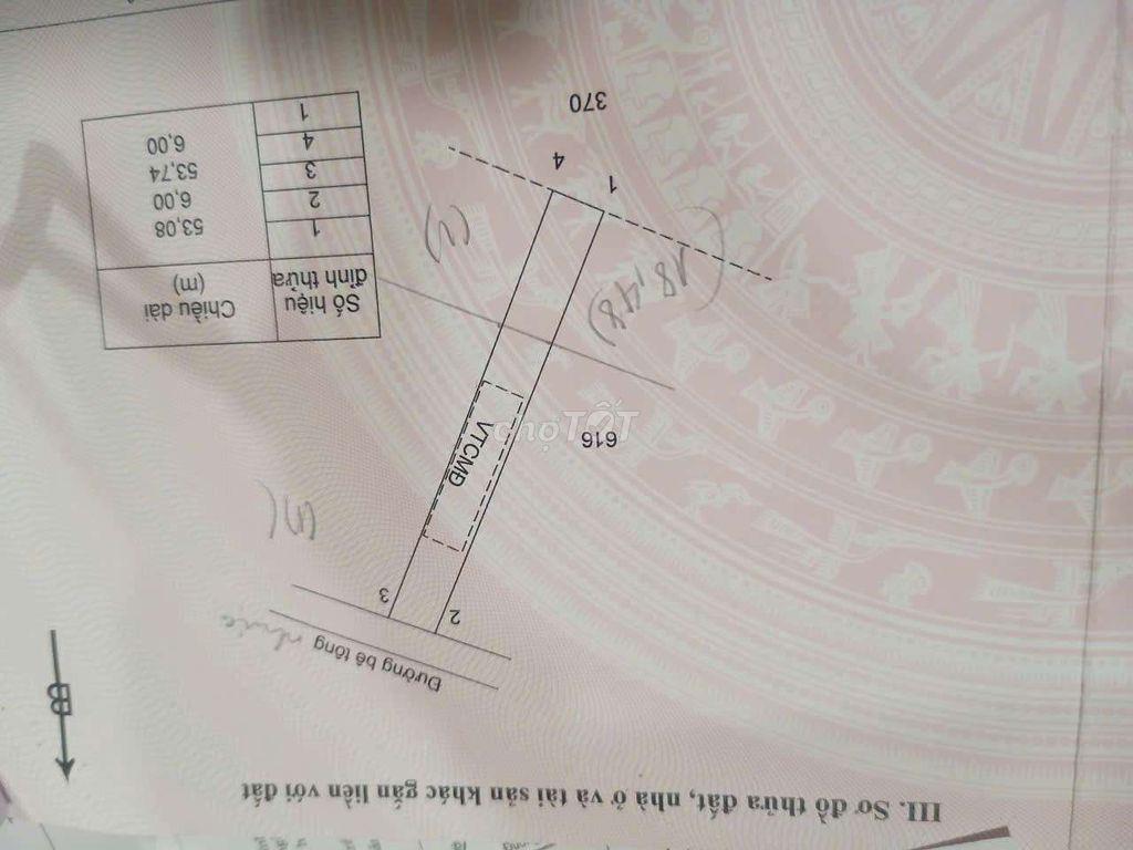 Hơn 300 có 100 thổ cư gần Hồ Tràm