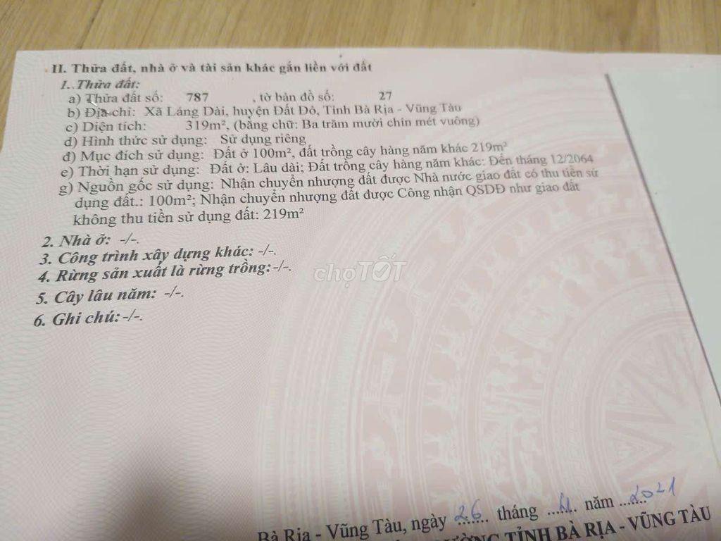 Hơn 300 có 100 thổ cư gần Hồ Tràm