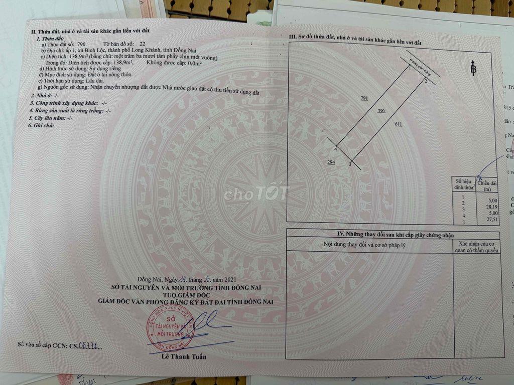 Bán đất Long Khánh, Đồng Nai gần Nhà thờ Bình Khánh giá rẻ