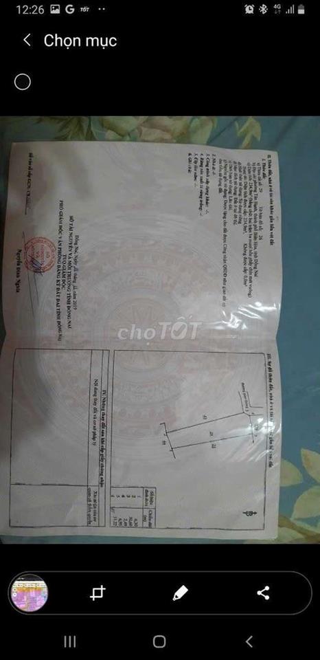 Gia đình cần bán đất full thổ cư dt 234,9m2 ở TP Biên Hòa p.tân hạnh 