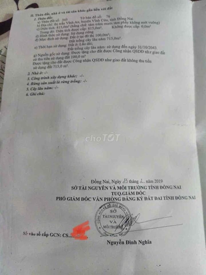 Bán Nhà Đất ở Ấp Vĩnh An 2