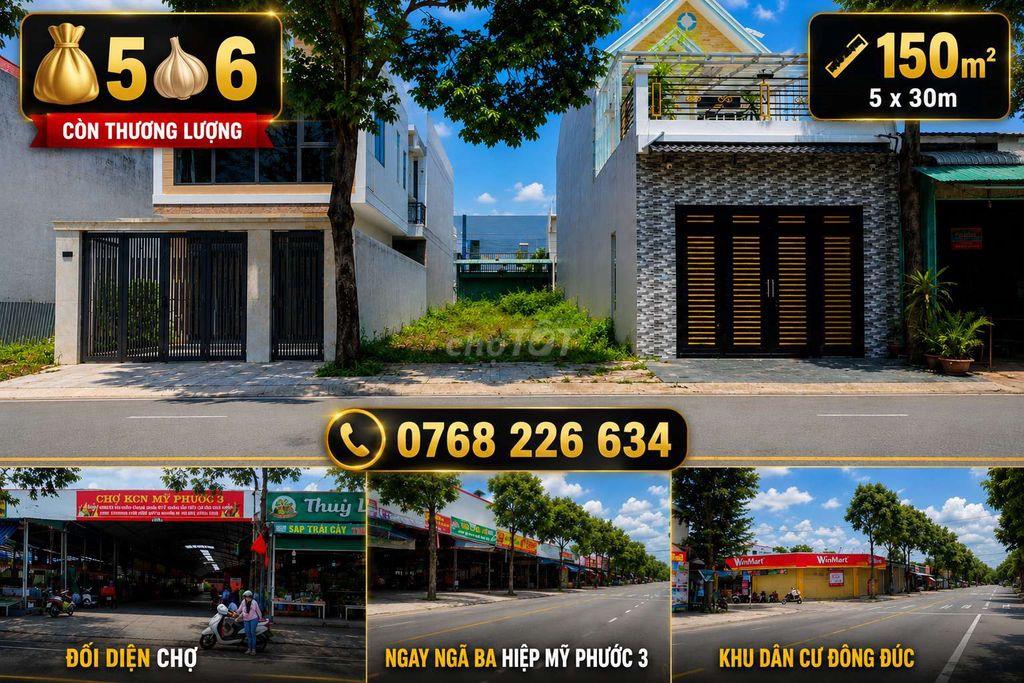 Đối diện chợ ngay ngã ba Hiệp Mỹ Phước 3, Bến Cát • 150m² 💰5🧄6