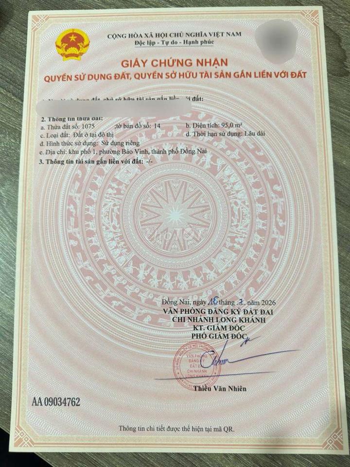 Nền trung tâm Bảo Vinh khu dân cư