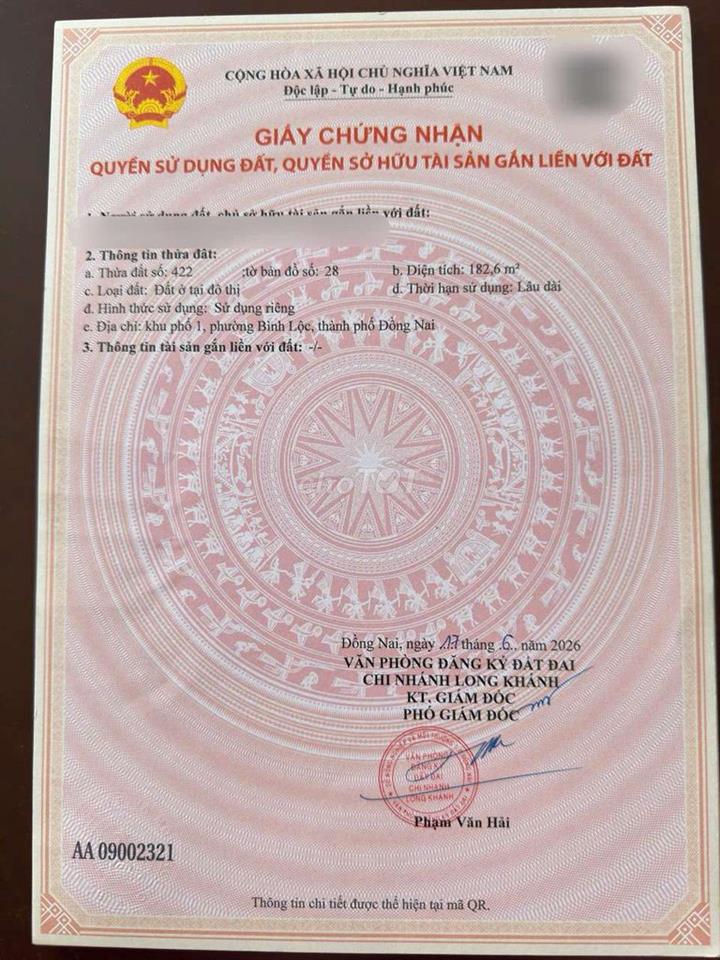 Nền trung tâm Phường đường rộng 16m gần khu công nghiệp