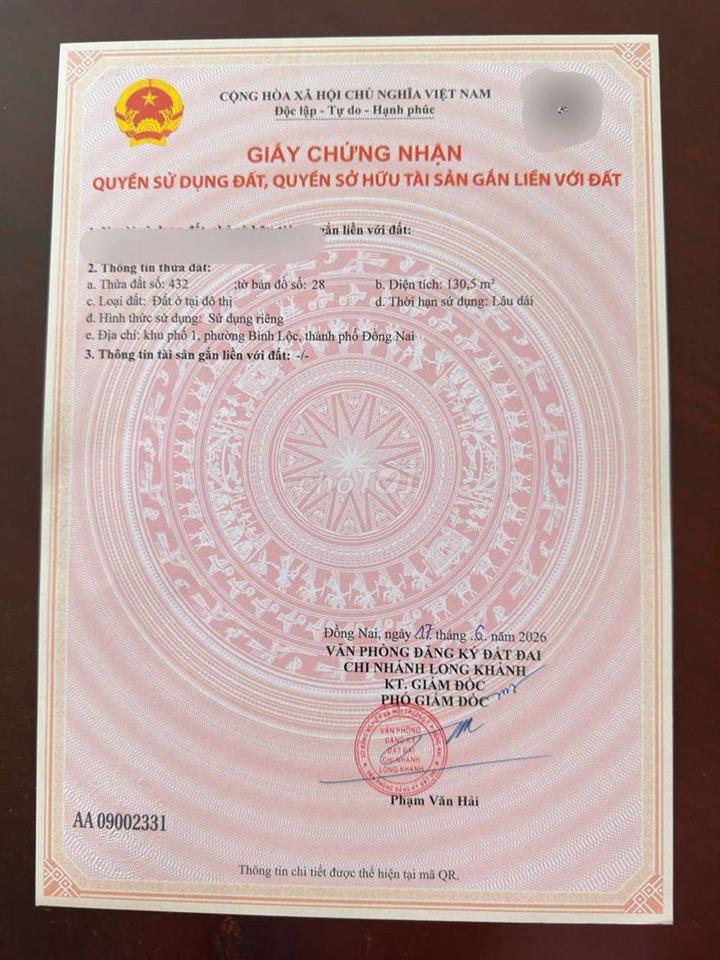 Bán đất ngay chợ Bình Lộc khu dân cư bàn cờ